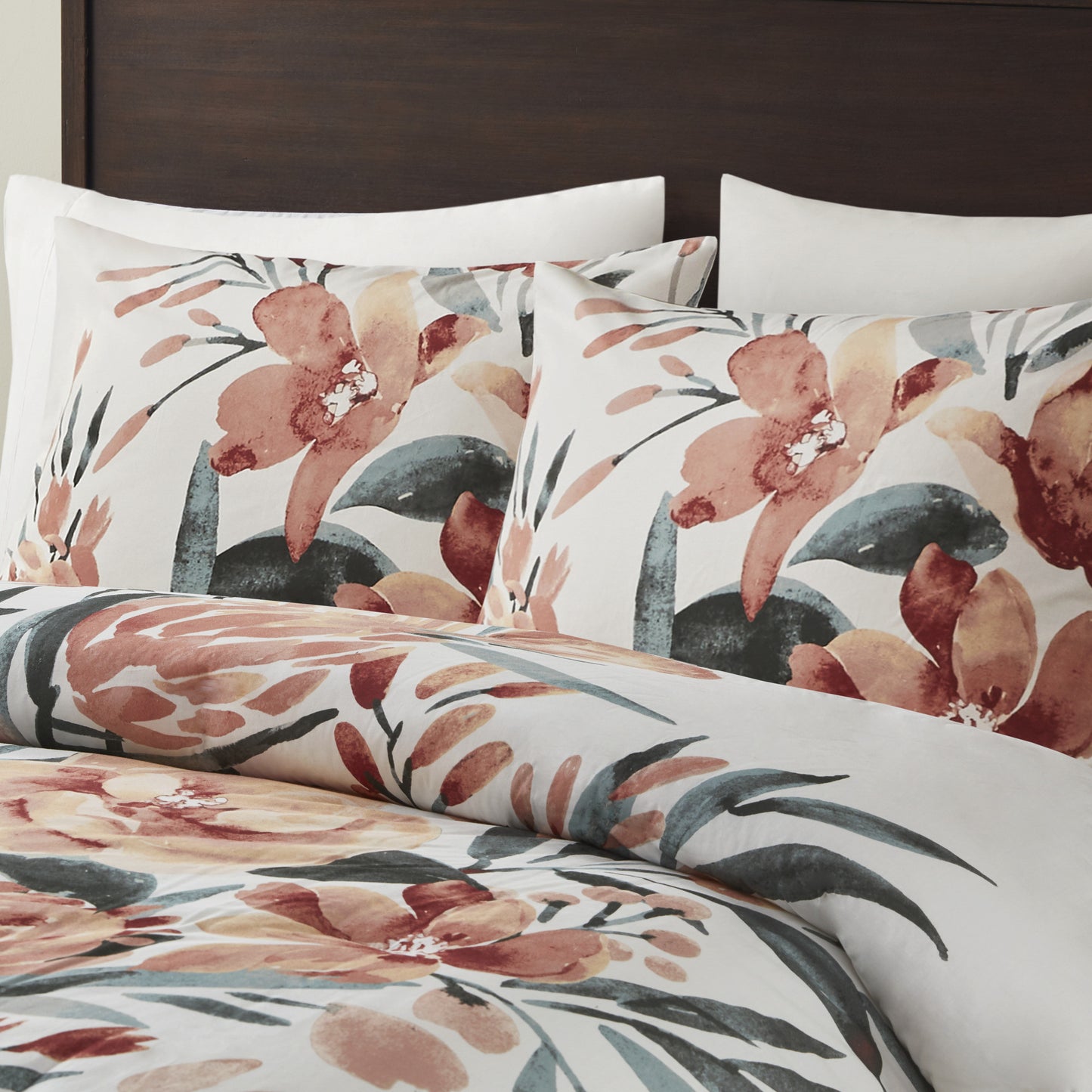 3 Piece Floral Cotton Duvet Cover Set