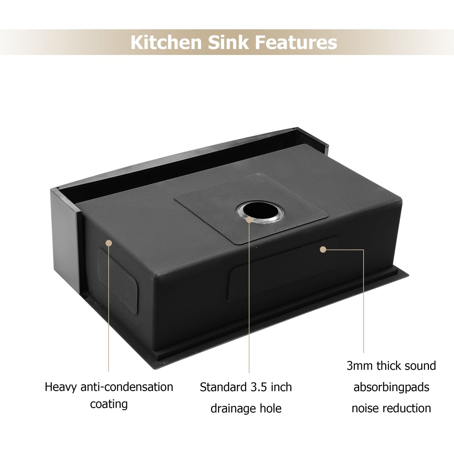 Gunmetal Black Farmhouse Apron Workstation Kitchen Sink,Single Bowl Stainless Steel Kitchen Sink with Strainer