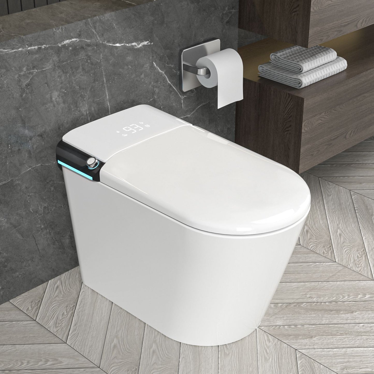 One Piece Smart Toilet With Built-in Bidet, 1.28 GPF Bidet Toilet With Heated Seat Warm Wash, Elongated Bidet Toilet With Auto Sensor Flush, Digital Display, Night Light, Self-Clean