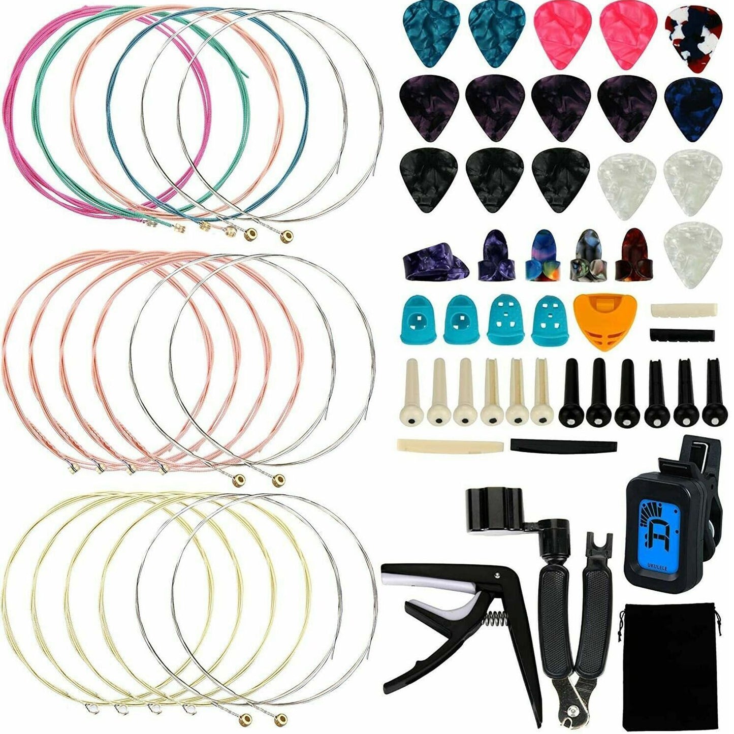 65Pcs Guitar And Ukulele Instrument Tuning Accessories Set