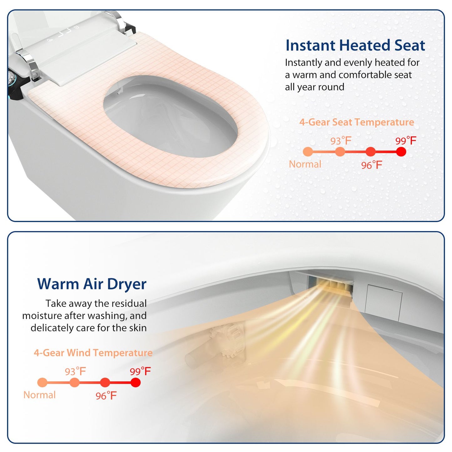 One Piece Smart Toilet With Built-in Bidet, 1.28 GPF Bidet Toilet With Heated Seat Warm Wash, Elongated Bidet Toilet With Auto Sensor Flush, Digital Display, Night Light, Self-Clean