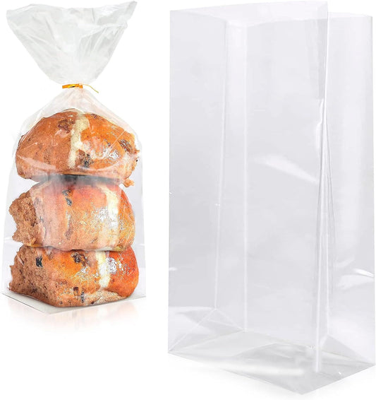 Pack of 1000 Jumbo Gusseted Poly Bags 10 x 6 x 20 Clear Polyethylene Bags 10x6x20 USDA Approved; 1 Mil. Expandable Ultra Thin Design. Side Gusset Bags for Industrial; Food Service.