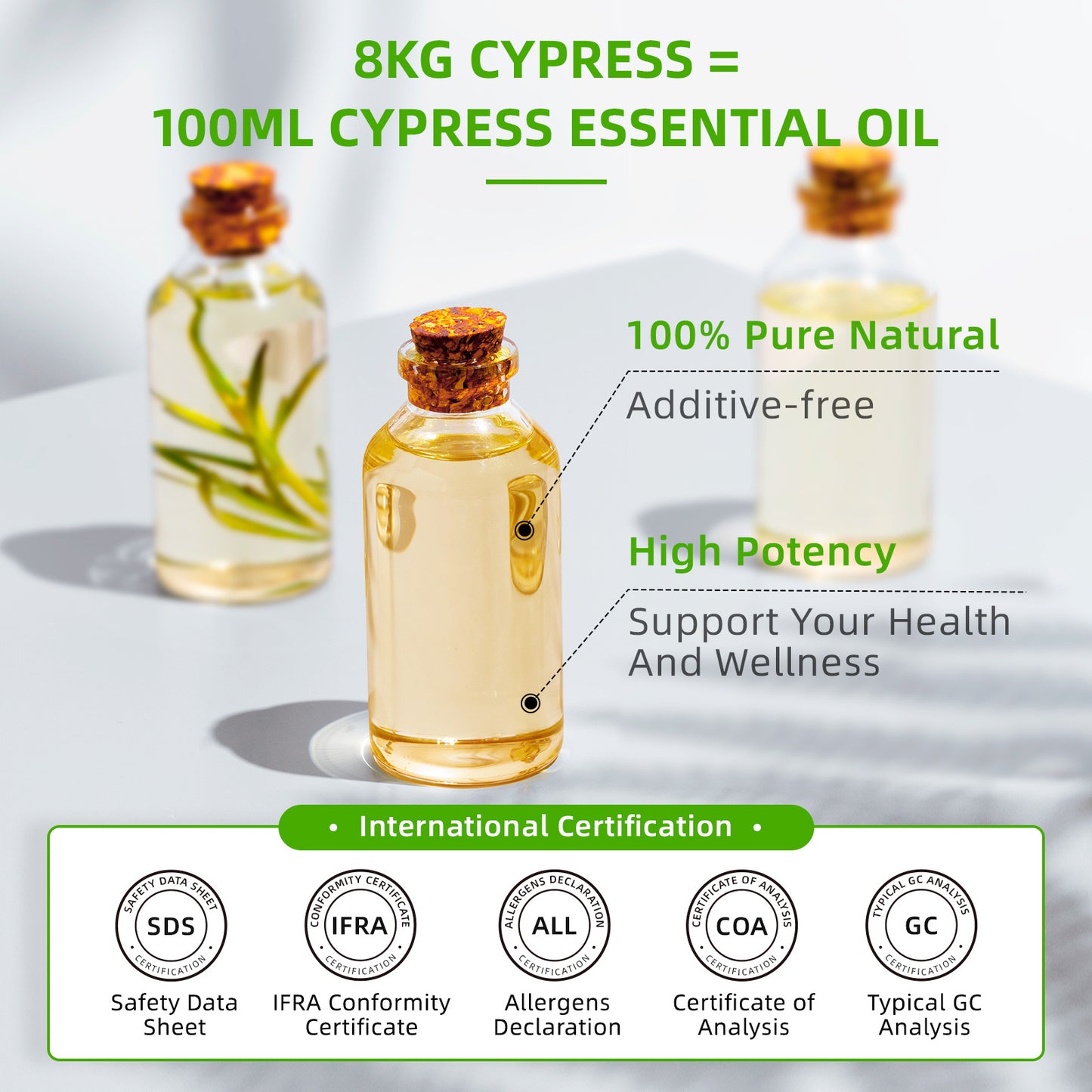 HIQILI 100ML Cypress Essential Oils ,100% Pure Nature for Aromatherapy, Diffuser, Humidifier, Massage, Woody, Relieving stress