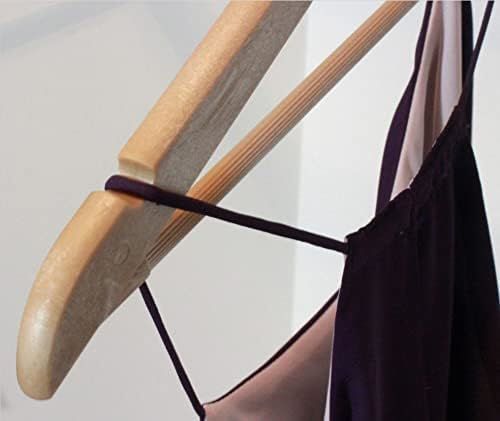 Wood Like Hanger Bowed Shaped with Trouser Bar for Suit, Coat, and Pant | Wood Finish Heavy Duty Clothes Hanger with Shoulder Notch to Hold Strappy Dresses