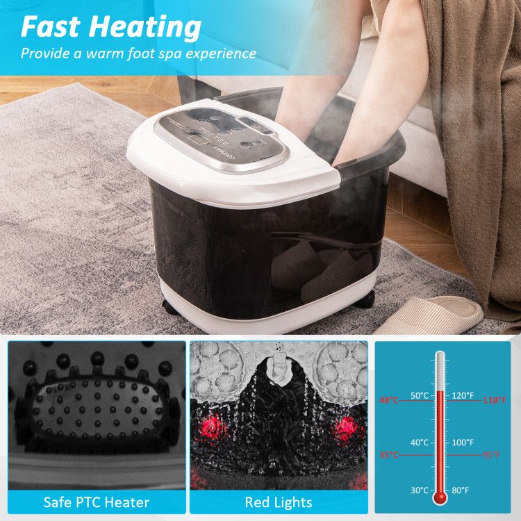 Portable All-In-One Heated Foot Spa Bath Motorized Massager