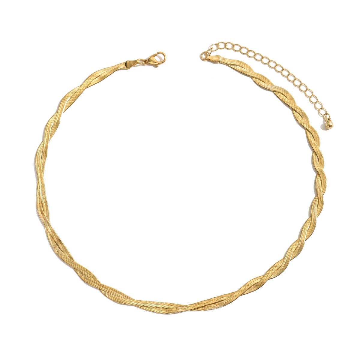 "Elegant Gold-Tone Twisted Chain  Choker Necklace for Women"
