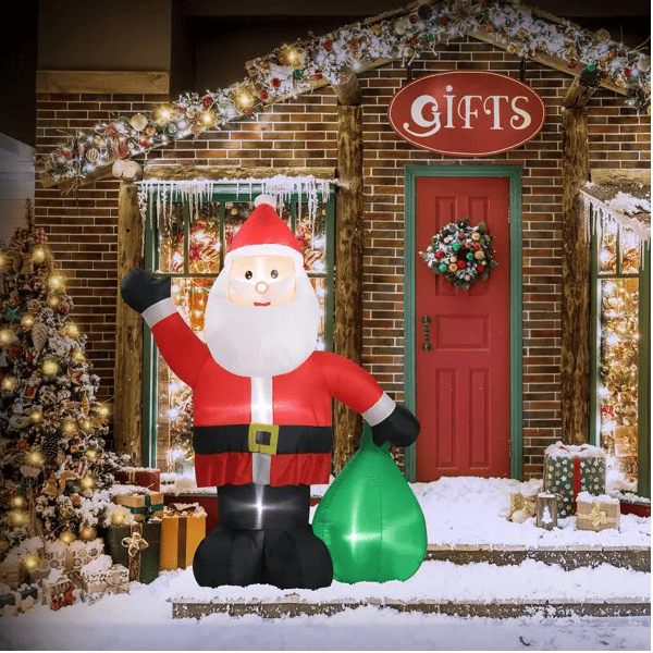 6 FT Lighted Christmas Inflatable Decoration, Inflatable Santa Claus With Large Gift Bag, Funny Blow Up Yard Decorations With Built-in LED Lights For Holiday Party Front Yard Lawn Garden Decor