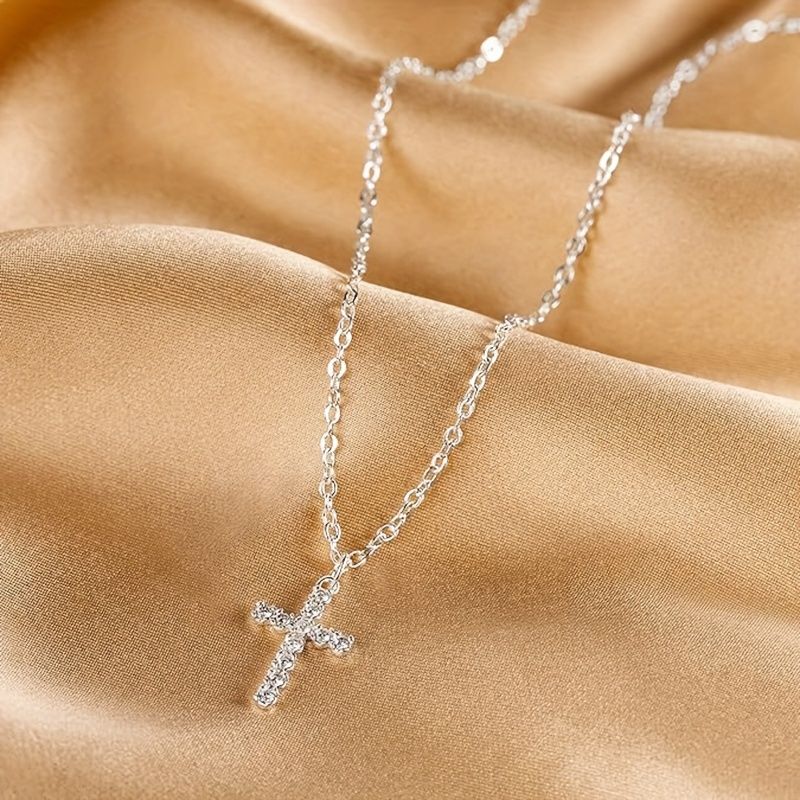 "Color-D VVS1 Clarity 1.10/3.30 Carat Moissanite Cross Pendant Necklace for Women Men, Solid 925 Sterling  Silver Chain Pendant, 16""/18""/20"" Adjustable, Wedding Anniversary Christmas Jewelry"