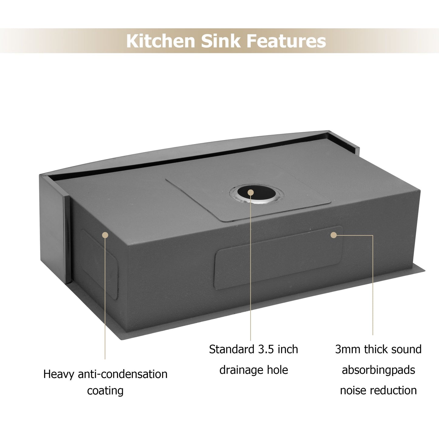 Farmhouse Apron Handmade Stainless Steel Kitchen Sink, Apron Front Single Bowl Bar Sink with Drain Kit