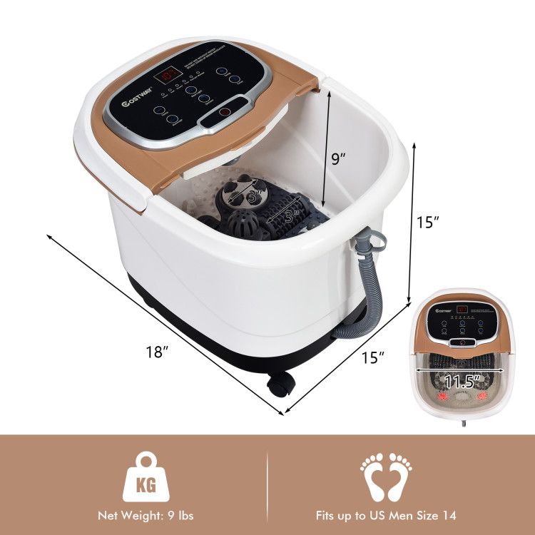 Portable All-In-One Heated Foot Spa Bath Motorized Massager