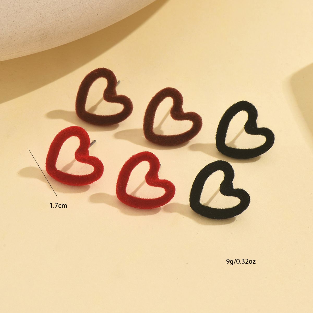 Charming Heart-Shaped Fuzzy Stud Earrings -  Perfect for Everyday Wear