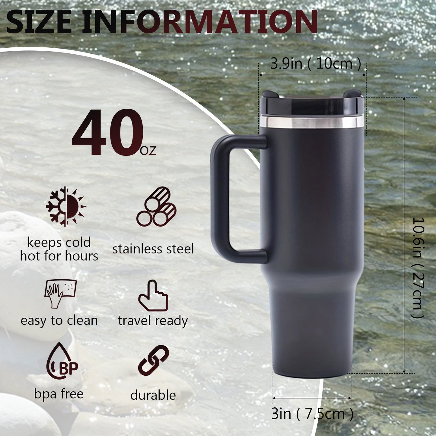 40oz V2 large capacity tumbler,  With Handle And Straw Lid, Insulated Reusable Stainless Steel Water Bottles Travel Mug Coffee Cup car cup water cup For Men Women Outdoor Camping Driving, gift