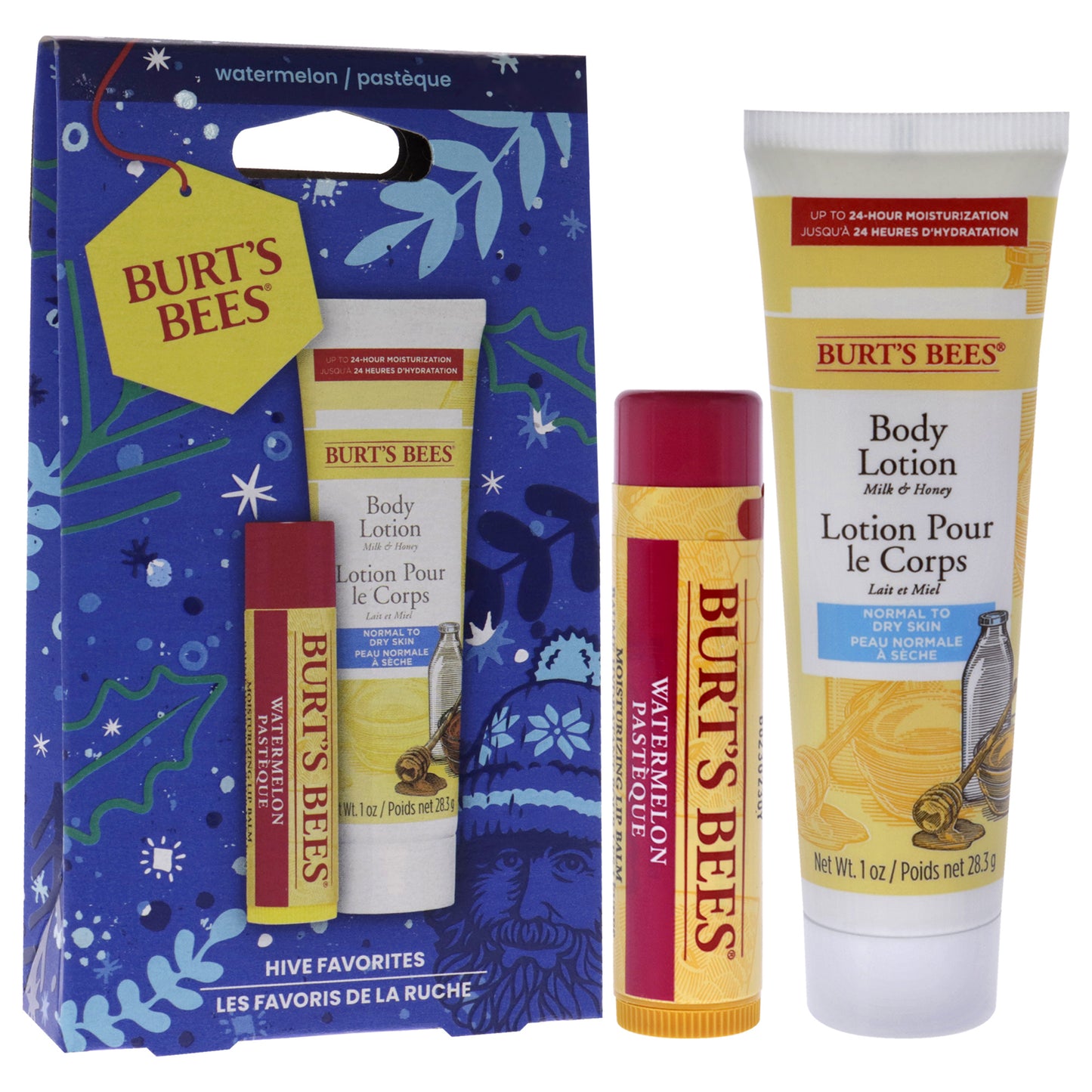 Burts Bees Hive Favorites Watermelon Gift by Burts Bees - 2 Pc 0.15oz Watermelon Lip Balm, 1oz Body Lotion