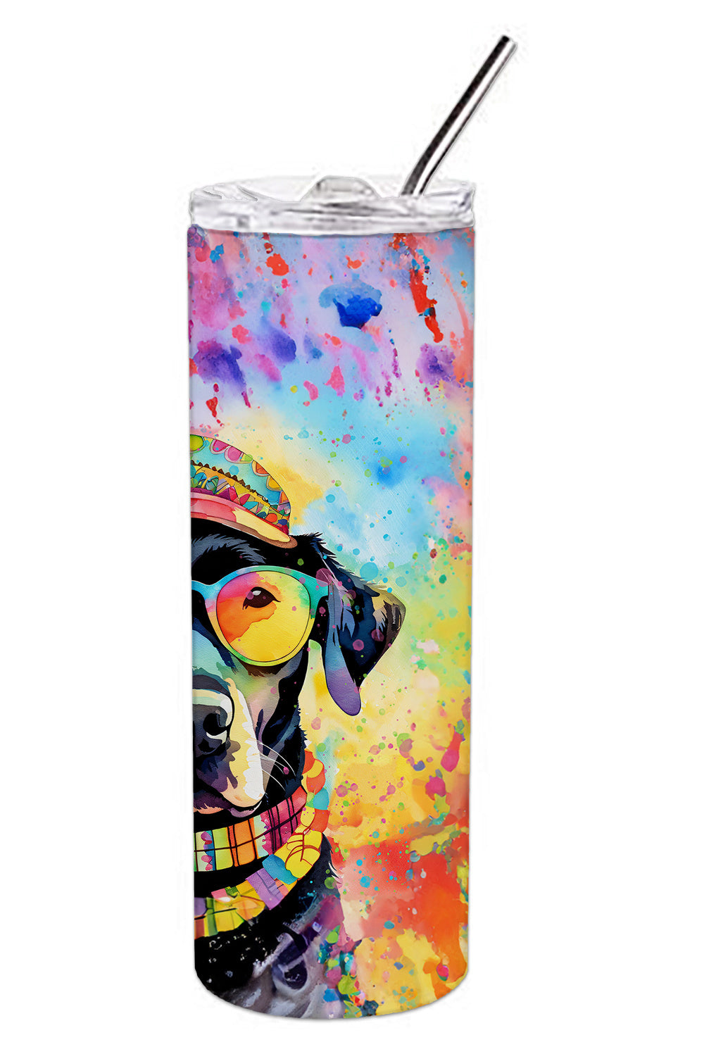 Black Labrador Hippie Dawg Stainless Steel Skinny Tumbler Vacuum Double Walled Reusable Insulated Tumbler Travel Cup for Coffee Cocktails Gift with Lid, 20 oz