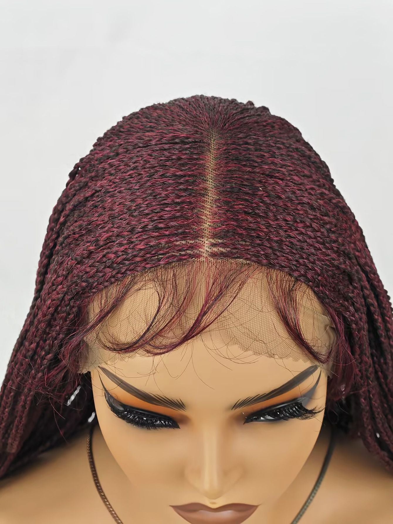 28 inch Braided Wigs for BlackWomen Full Lace Front Box BraidedWig KnotlessBraided WigsLightweight Braids Synthetic LaceFront Wig Black plus light brown HandBraided Wigs With Baby Hairsynthetic wig