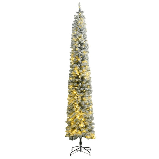 Slim Christmas Tree 300 LEDs & Flocked Snow 106.3"