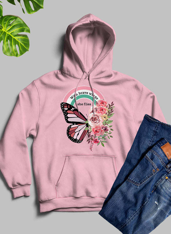 With Brave Wings She Flies Hoodie