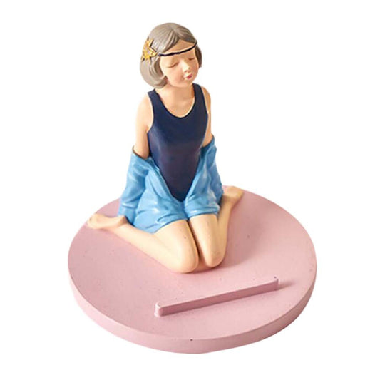 Pink Cute Girl Mobile Phone Stand Desktop Stand Decorative Ornament Resin Cell Phone Support Holder