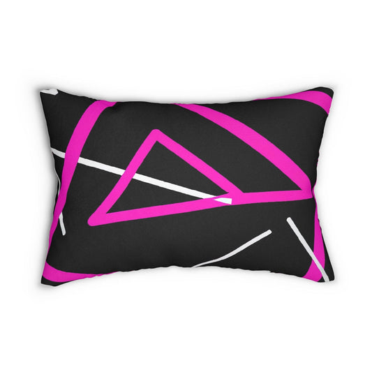 Decorative Lumbar Throw Pillow - Black And Pink Geometric Pattern