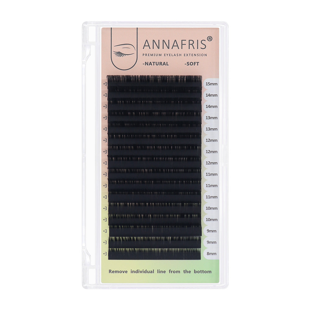 ANNAFRIS 16Rows L/L+/LC/LD/LU(M)/N Curl False Eyelash Extensions Mink Matte Black 8-15mm Mixed Tray L curl Makeup Lashes