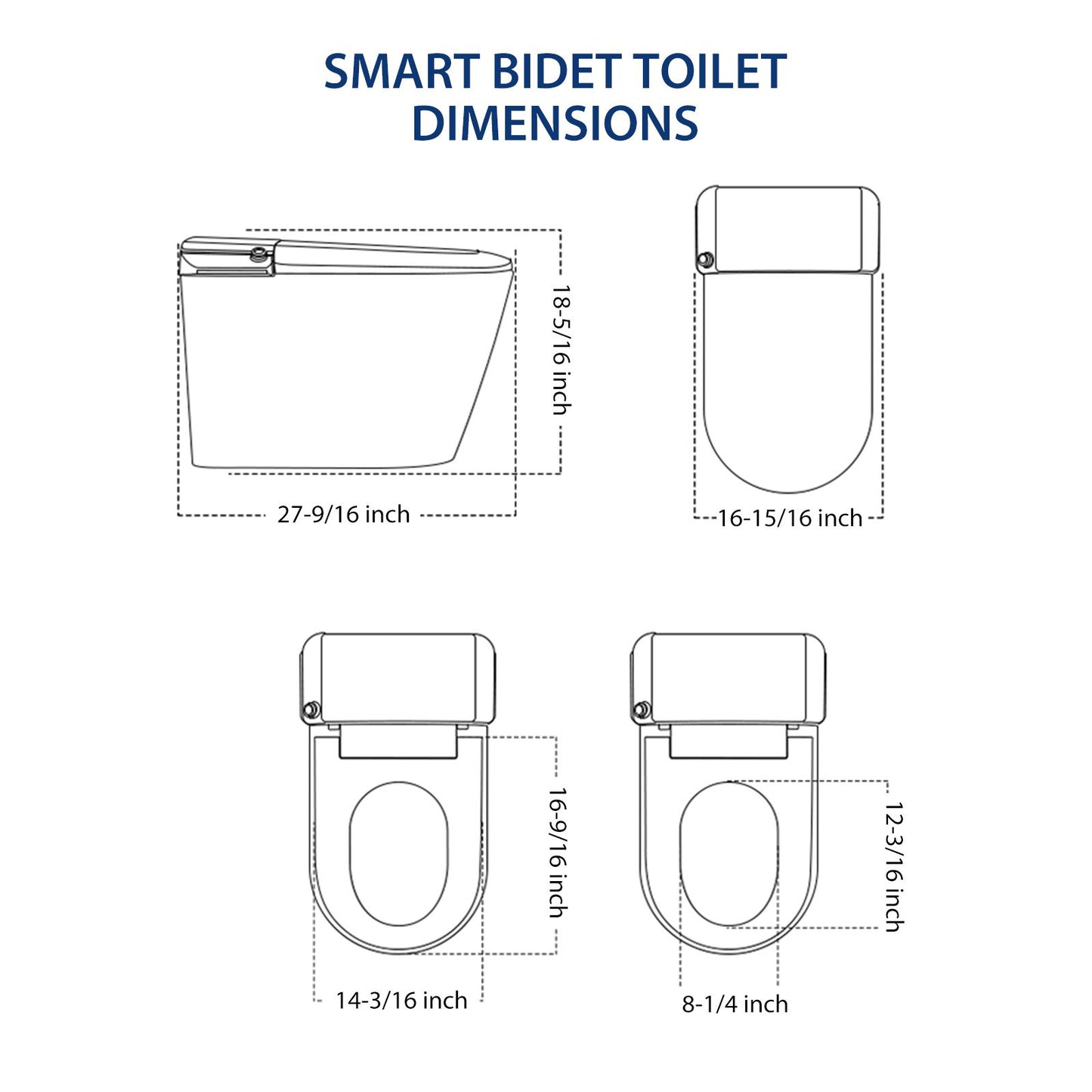 One Piece Smart Toilet With Built-in Bidet, 1.28 GPF Bidet Toilet With Heated Seat Warm Wash, Elongated Bidet Toilet With Auto Sensor Flush, Digital Display, Night Light, Self-Clean