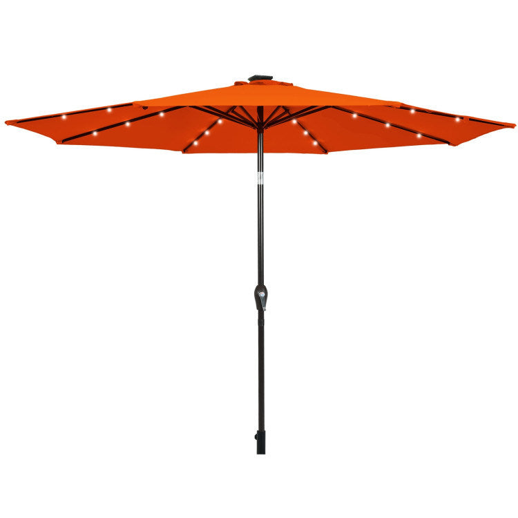 10 Feet Outdoor Patio Umbrella with Bright Solar LED Lights