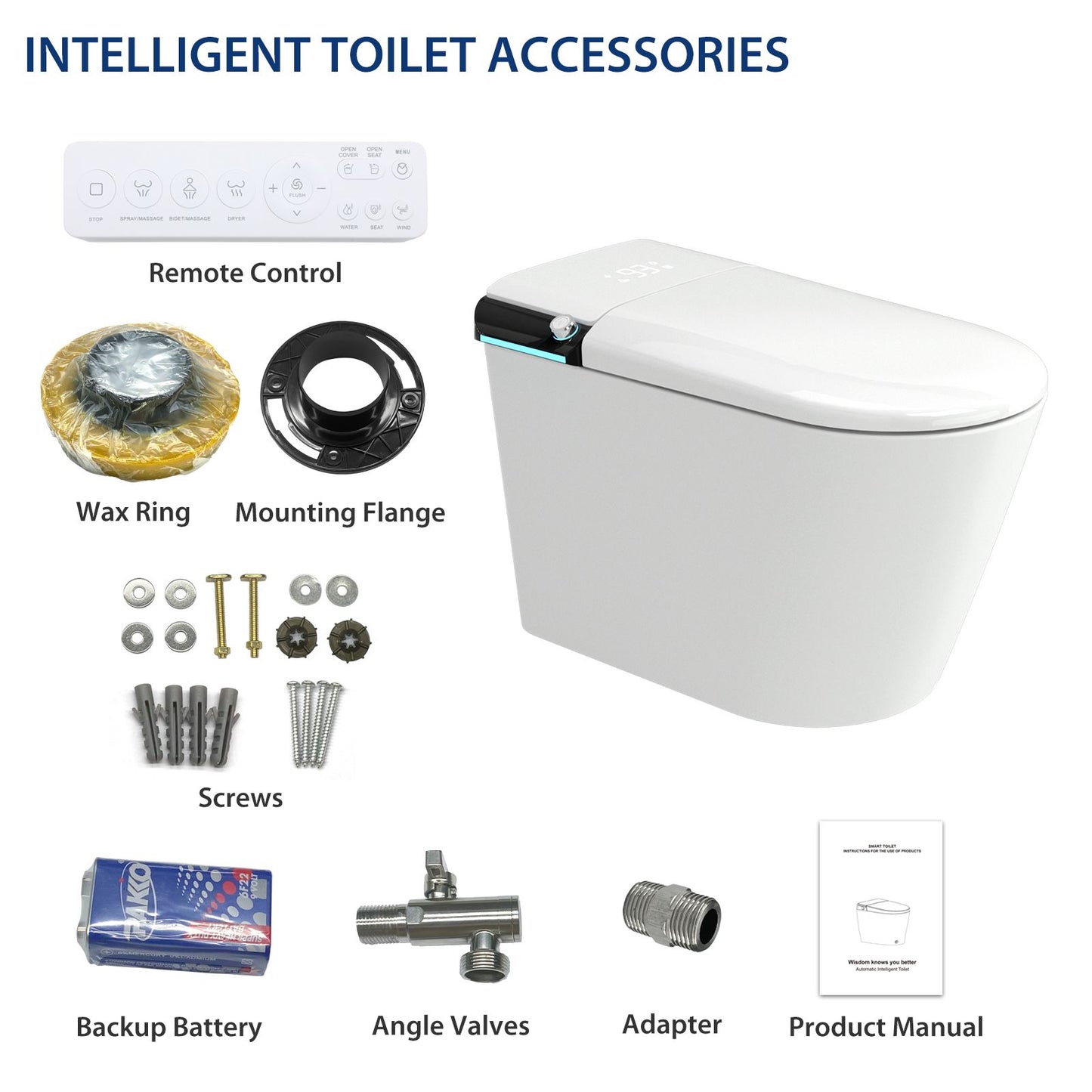 One Piece Smart Toilet With Built-in Bidet, 1.28 GPF Bidet Toilet With Heated Seat Warm Wash, Elongated Bidet Toilet With Auto Sensor Flush, Digital Display, Night Light, Self-Clean