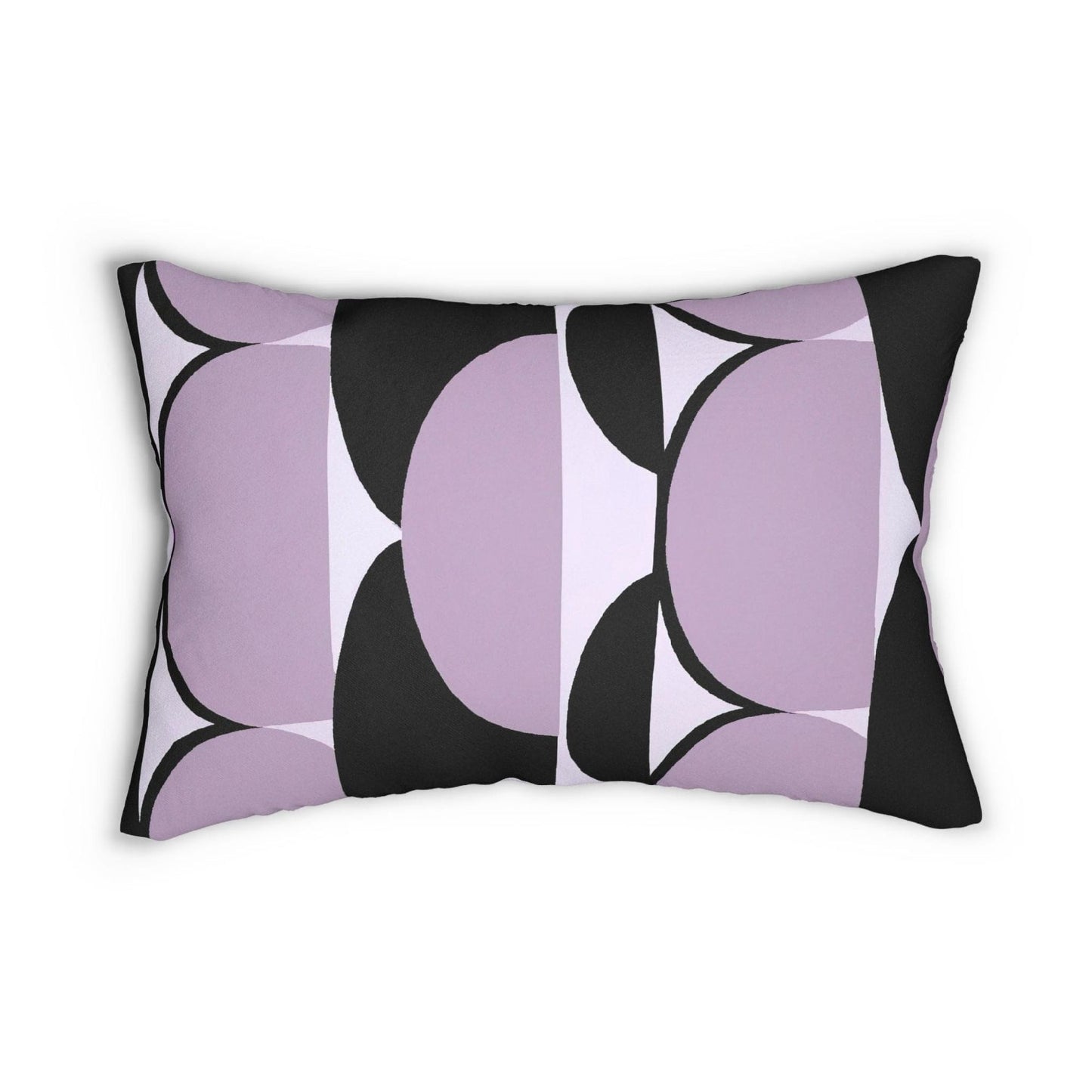 Decorative Lumbar Throw Pillow - Geometric Lavender And Black Pattern