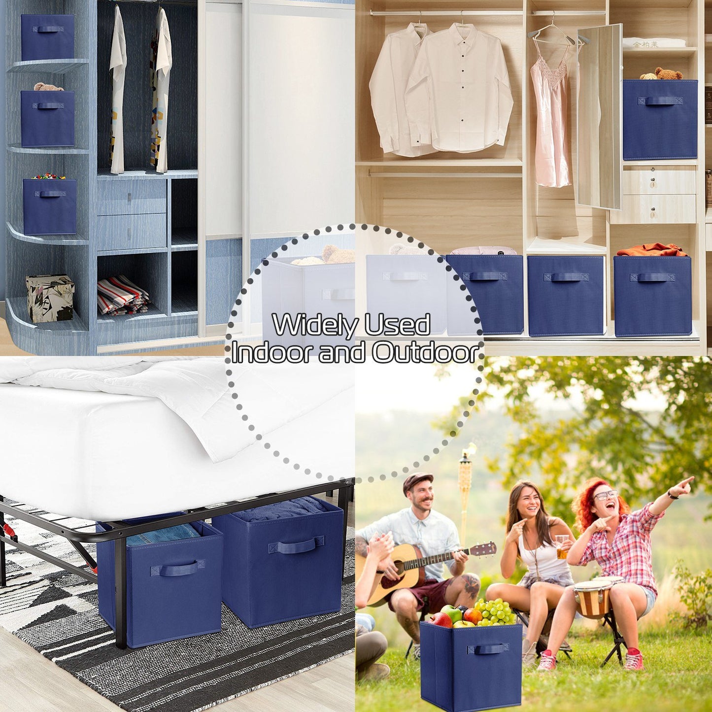 4 Pack Foldable Storage Cube Bins Cloths Closet Space Organizer Basket Shelves Box