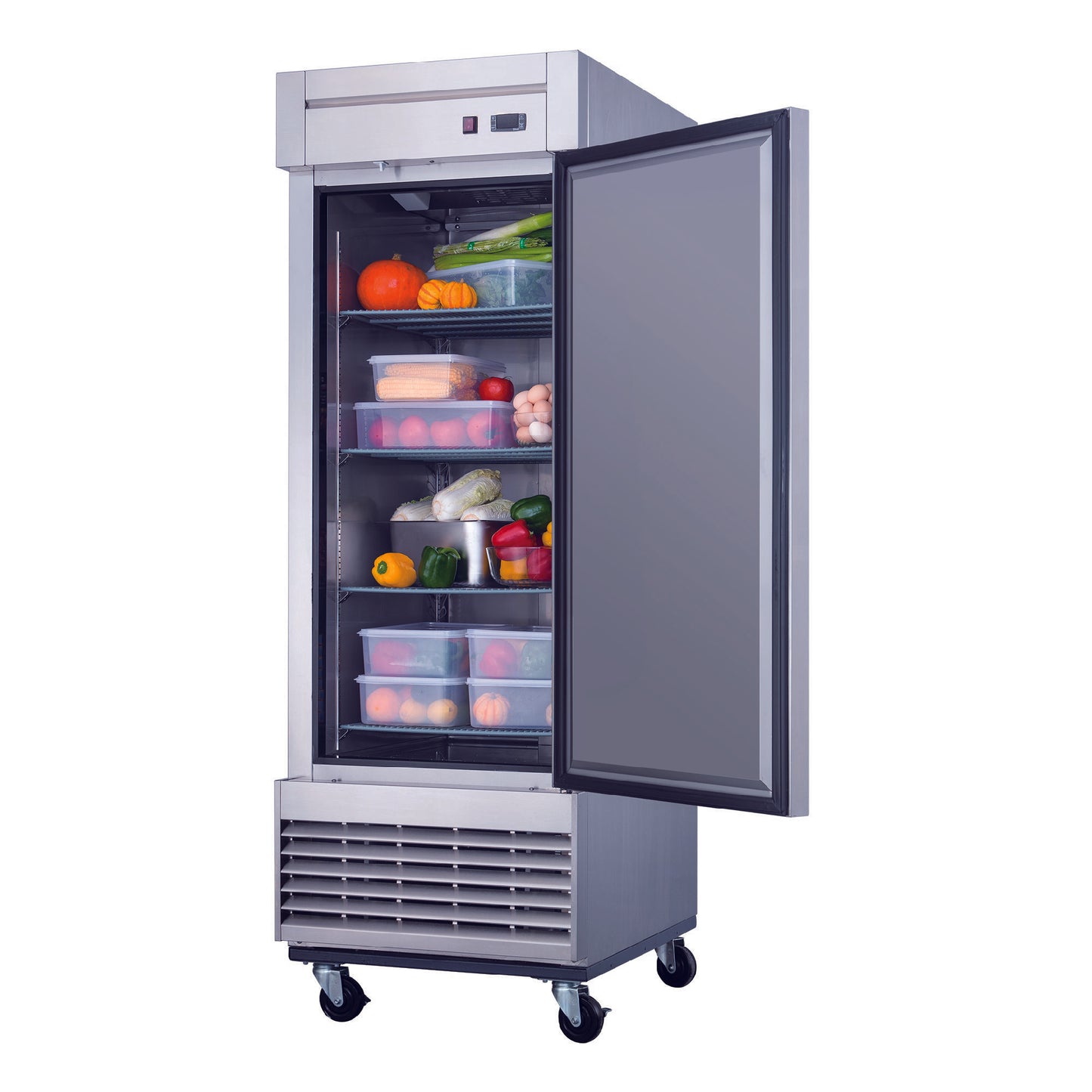 Dukers Commercial Single Door Bottom Mounted Upright Reach-in Freezer in Stainless Steel 17.79cu.ft.