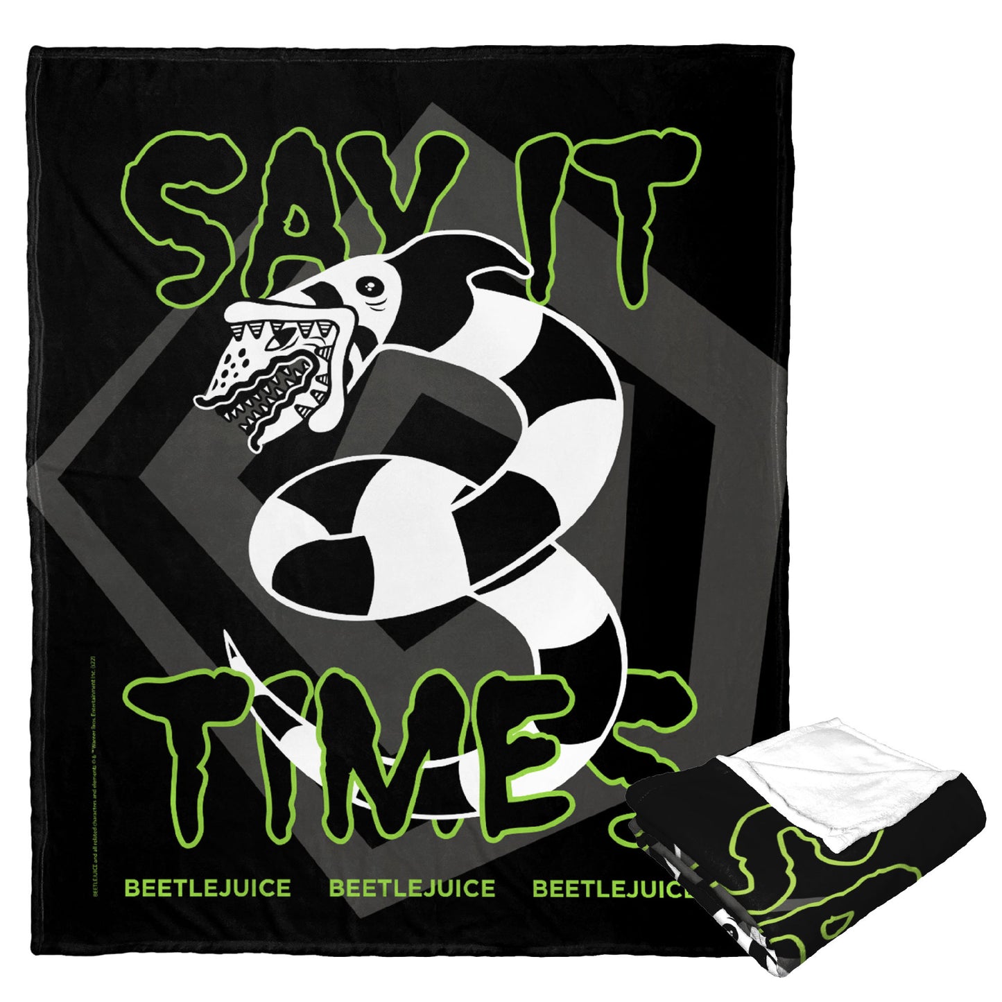 WB-Beetlejuice, Say it Three Times, Silk Touch Throw 50" x 60"