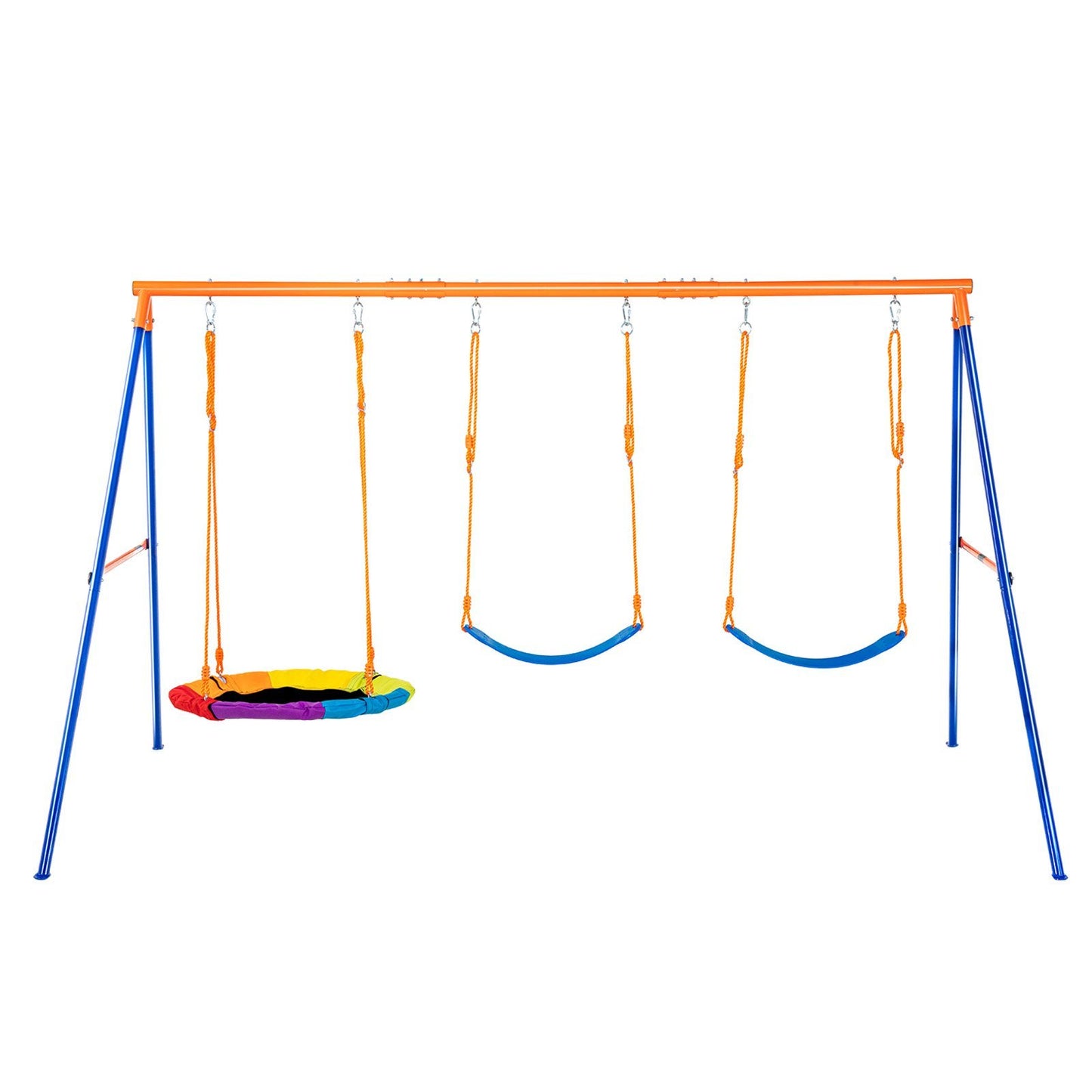 VEVOR Swing Sets for Backyard 1 Saucer 2 Belt Swing Seats A-Frame Metal Stand