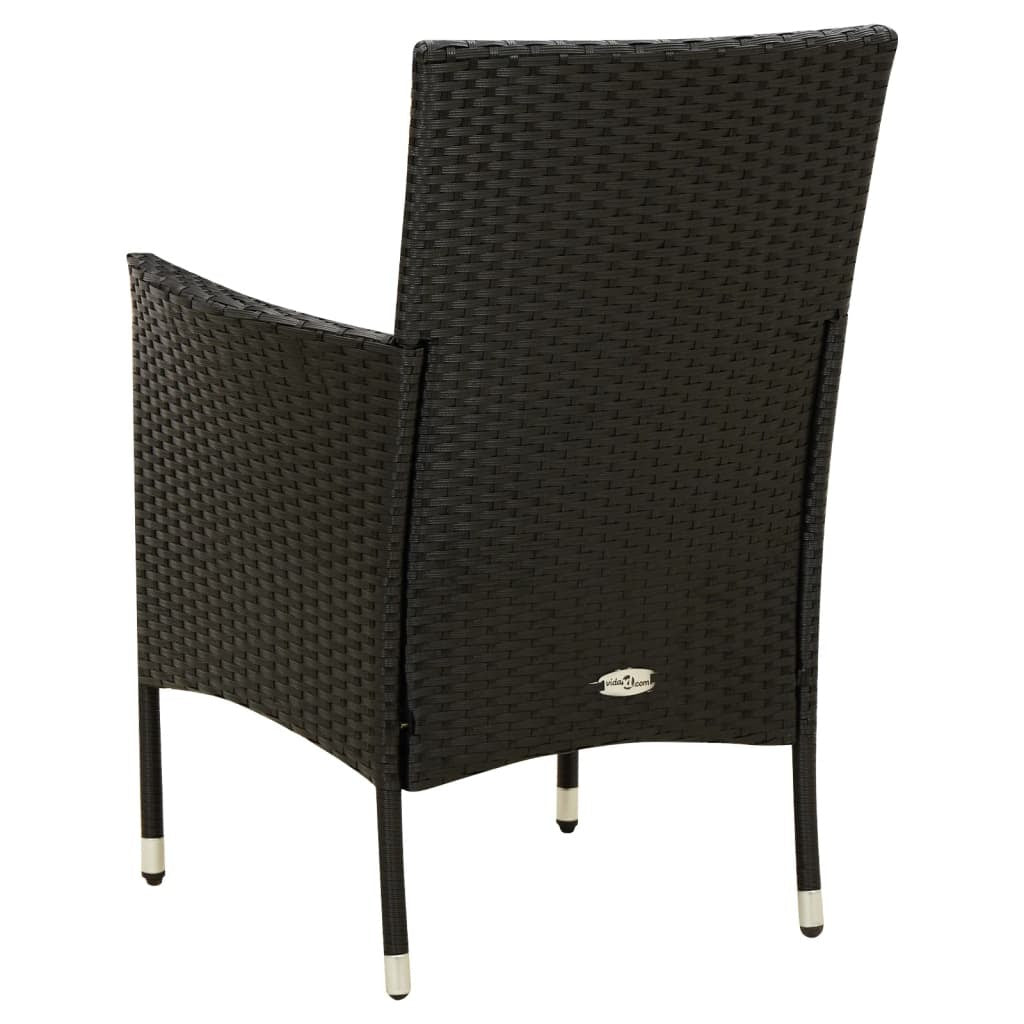 Patio Chairs with Cushions 4 pcs Poly Rattan Black