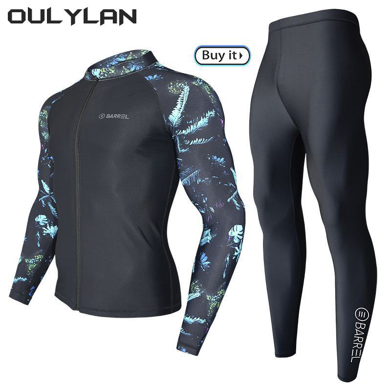 Oulylan Long Sleeve Rash Guards Swimwear Women 2024 Two-Piece Swimsuit Men Surfing Swimming Suit Beach Diving Bath Suit