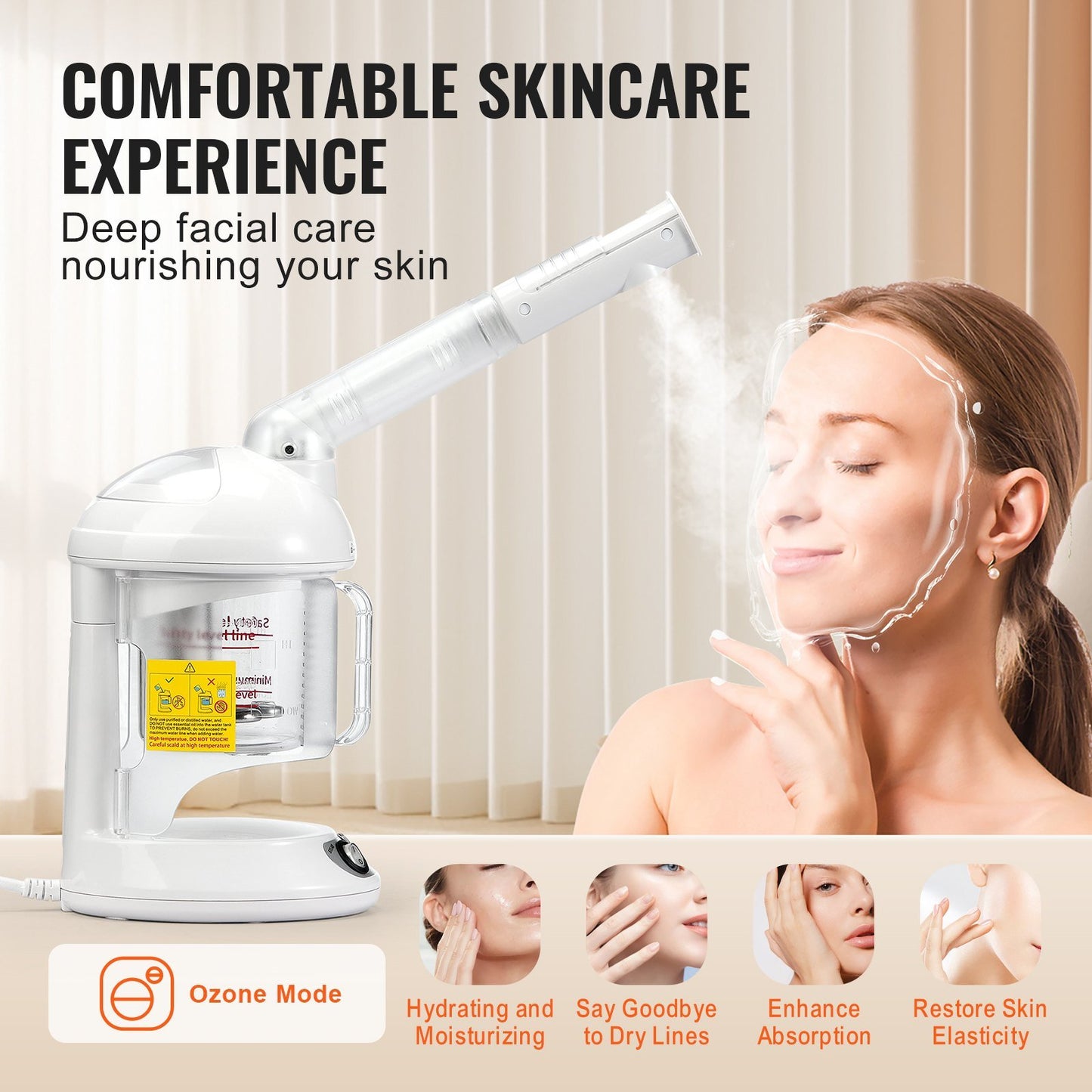 VEVOR 2 in 1 Hair & Facial Steamer, Professional Hair Steamer with Detachable Bonnet Hood, Nano Ionic Face Steamer with 360° Rotatable Sprayer for Deep Conditioning, Perfect for Home Beauty Salon Spa