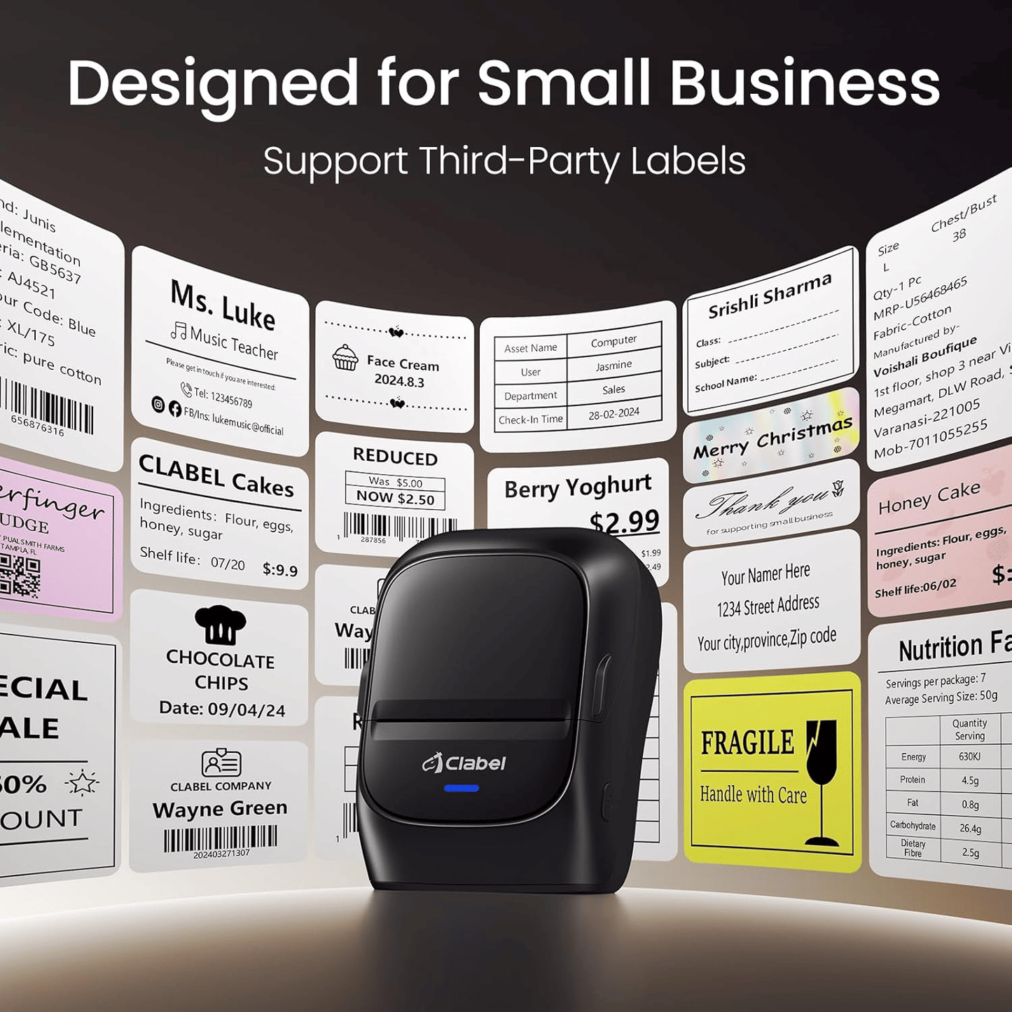 Label Maker Machine with Tape: 221B Thermal Inkless Label Printer 2 Inch Mini Portable Bluetooth Handheld Sticker Barcode Labeler Compatible with Phone & PC for Small Business Retail Office