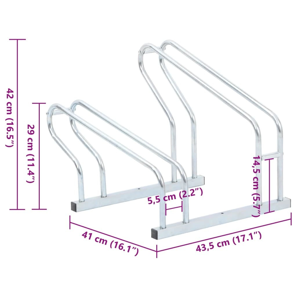 Bicycle Stand for 2 Bikes Floor Freestanding Galvanized Steel