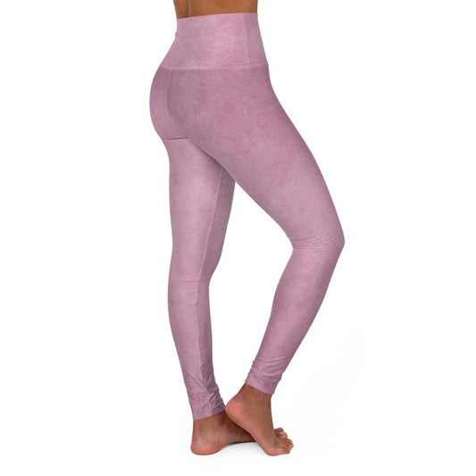 High Waisted Yoga Leggings, Heather Pink Pants