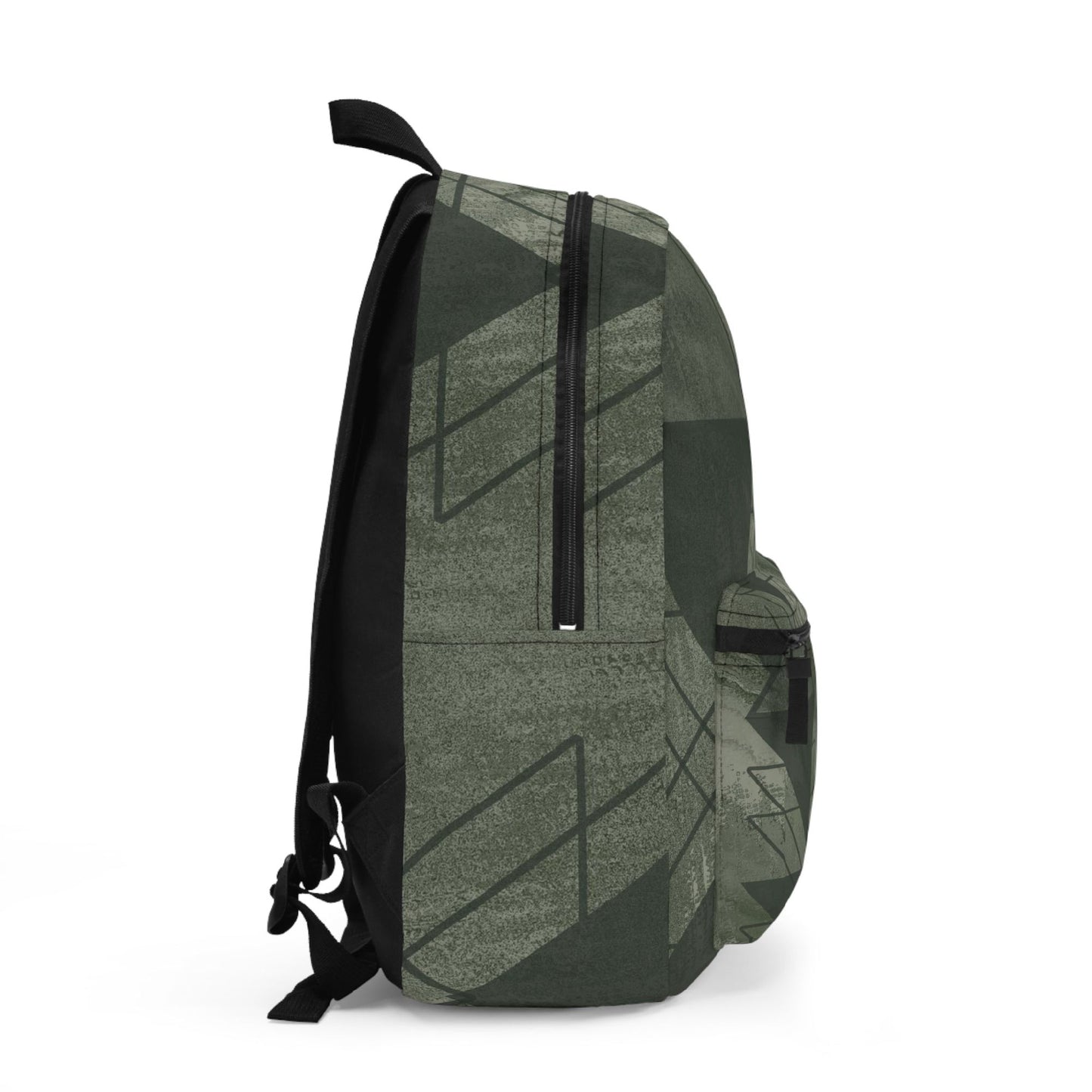 Backpack - Large Water-resistant Bag, Olive Green Triangular Colorblock