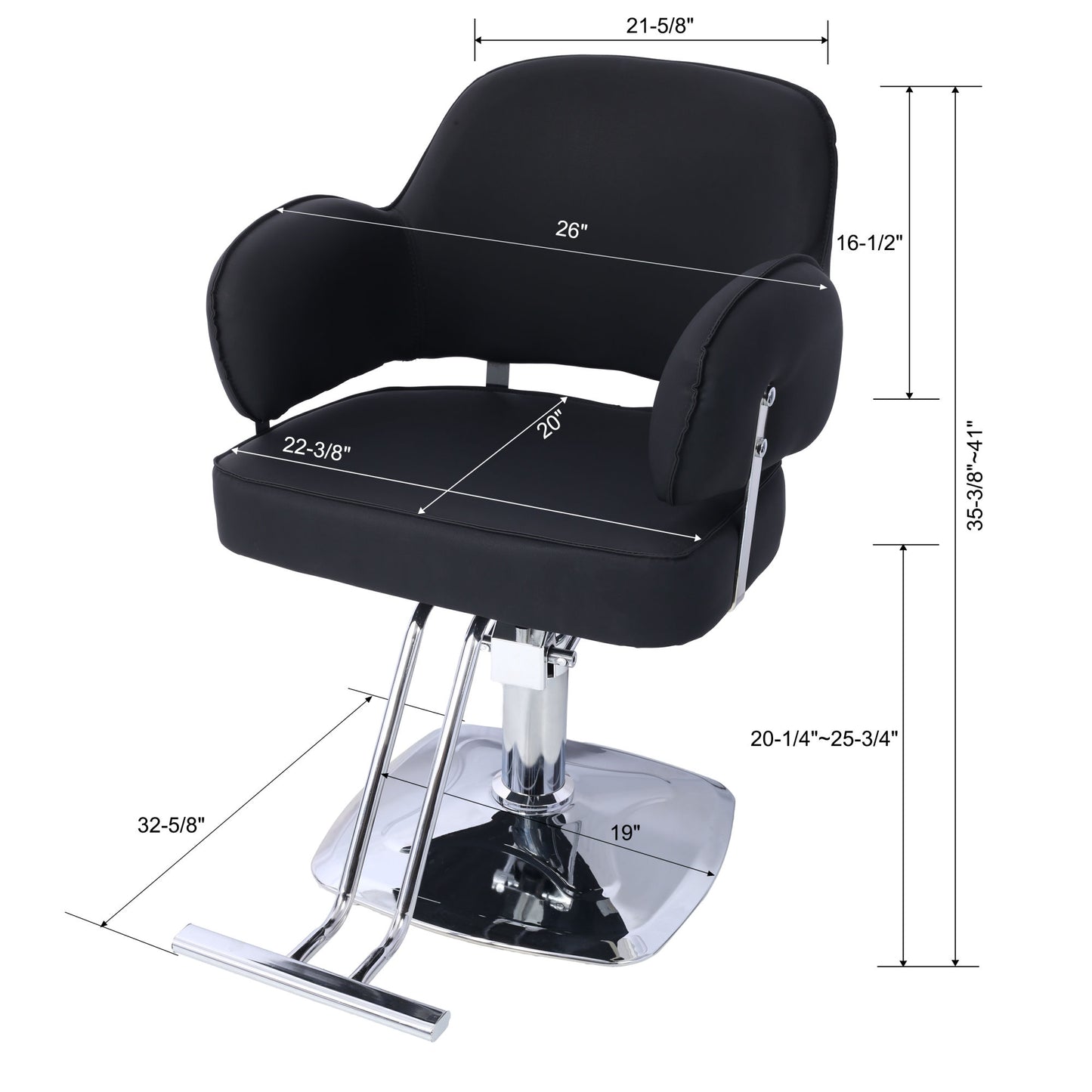 Salon Styling Chair for Hair Stylist Wide Seat, Hair Salon Chair Heavy Duty, Beauty Spa Cosmetology Shampoo Hairdressing Eq,black,square base