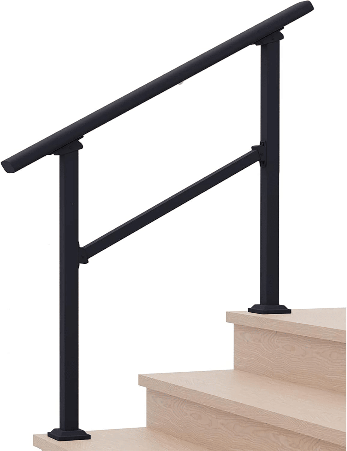 Handrails for Outdoor Steps 3 Steps Handrail - Black Outdoor Hand Rails for Steps,Transitional Handrail with Installation Kit,Hand Rails for Outdoor Steps(3 Steps-2Pack)