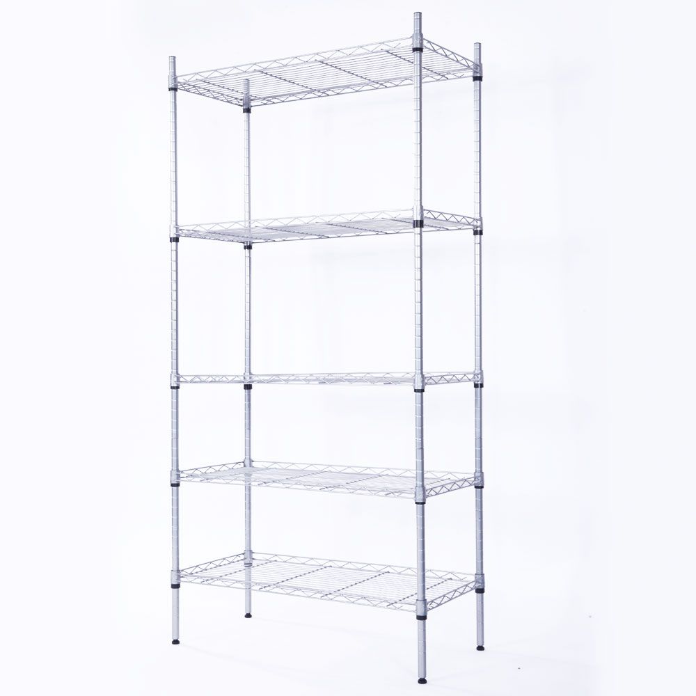 Home Kitchen Supplies Furniture, 5-Tier Metal Shelving Racks, Adjustable Metal Storage Racks, 5-Tier Shelving Unit with Leveling Feet, 13.5" D x 29" W x 59" H, 550 lb Weight Capacity