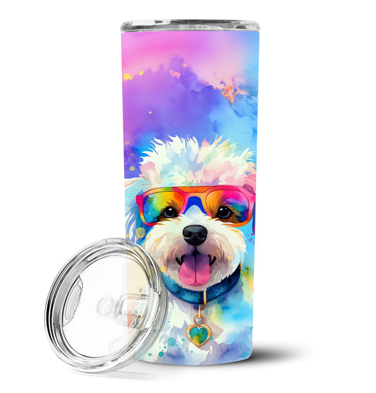 Bichon Frise Hippie Dawg Stainless Steel Skinny Tumbler Vacuum Double Walled Reusable Insulated Tumbler Travel Cup for Coffee Cocktails Gift with Lid, 20 oz