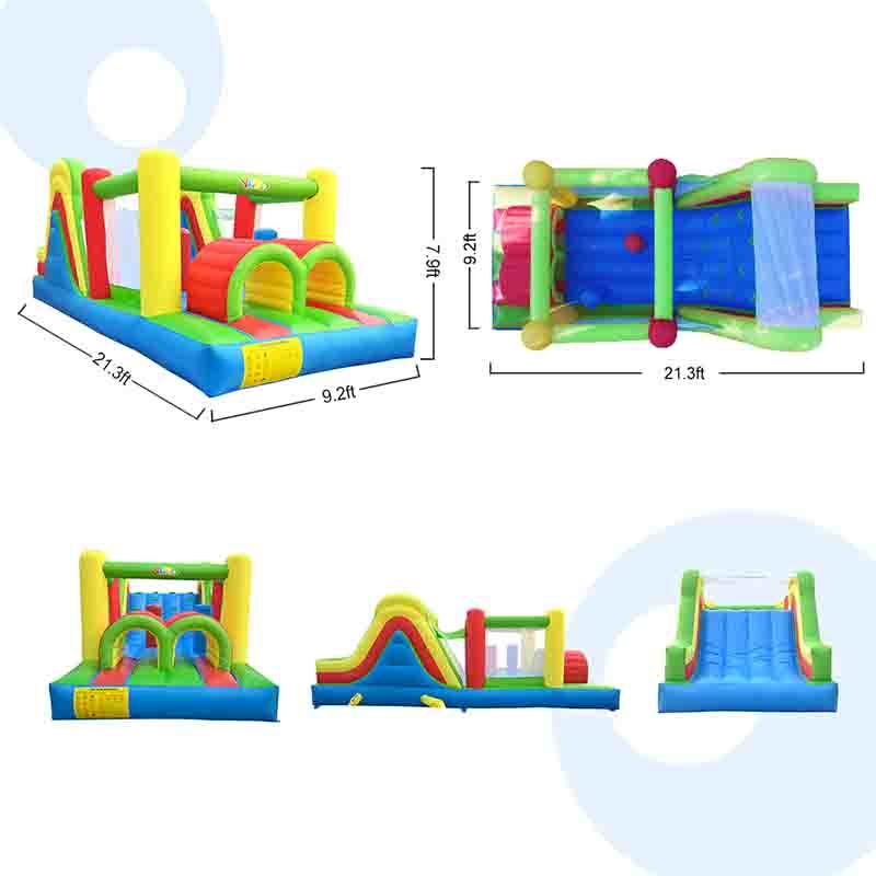 YARD Rainbow Inflatable Obstacle Course Bounce House with Blower