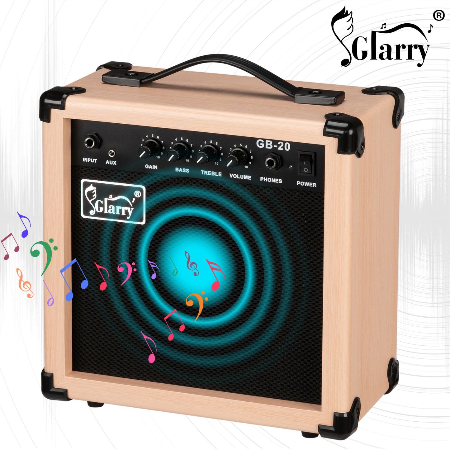 [Do Not Sell on Amazon]Glarry 20W GB-20 Electric Bass Guitar Amplifier Natural Color