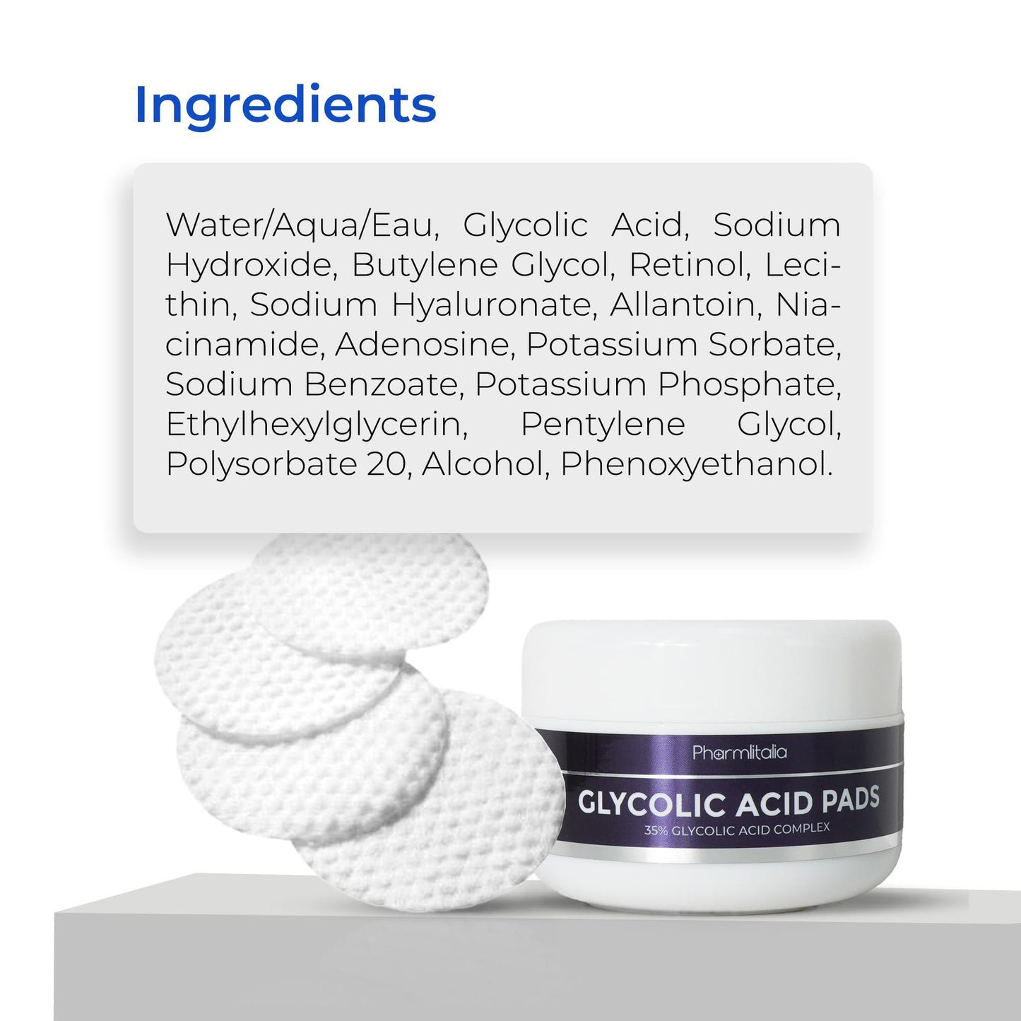 Glycolic Acid Pads 35% Anti Aging Treatment for Clearer Smoother Skin Glycolic Acid Peel Pads For Dark Spots Acne and Wrinkles Infused with Hyaluronic Acid and Retinol 60 Pads