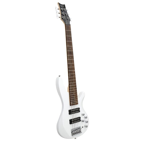 [Do Not Sell on Amazon]Glarry 44 Inch GIB 6 String H-H Pickup Laurel Wood Fingerboard Electric Bass Guitar with Bag and other Accessories White