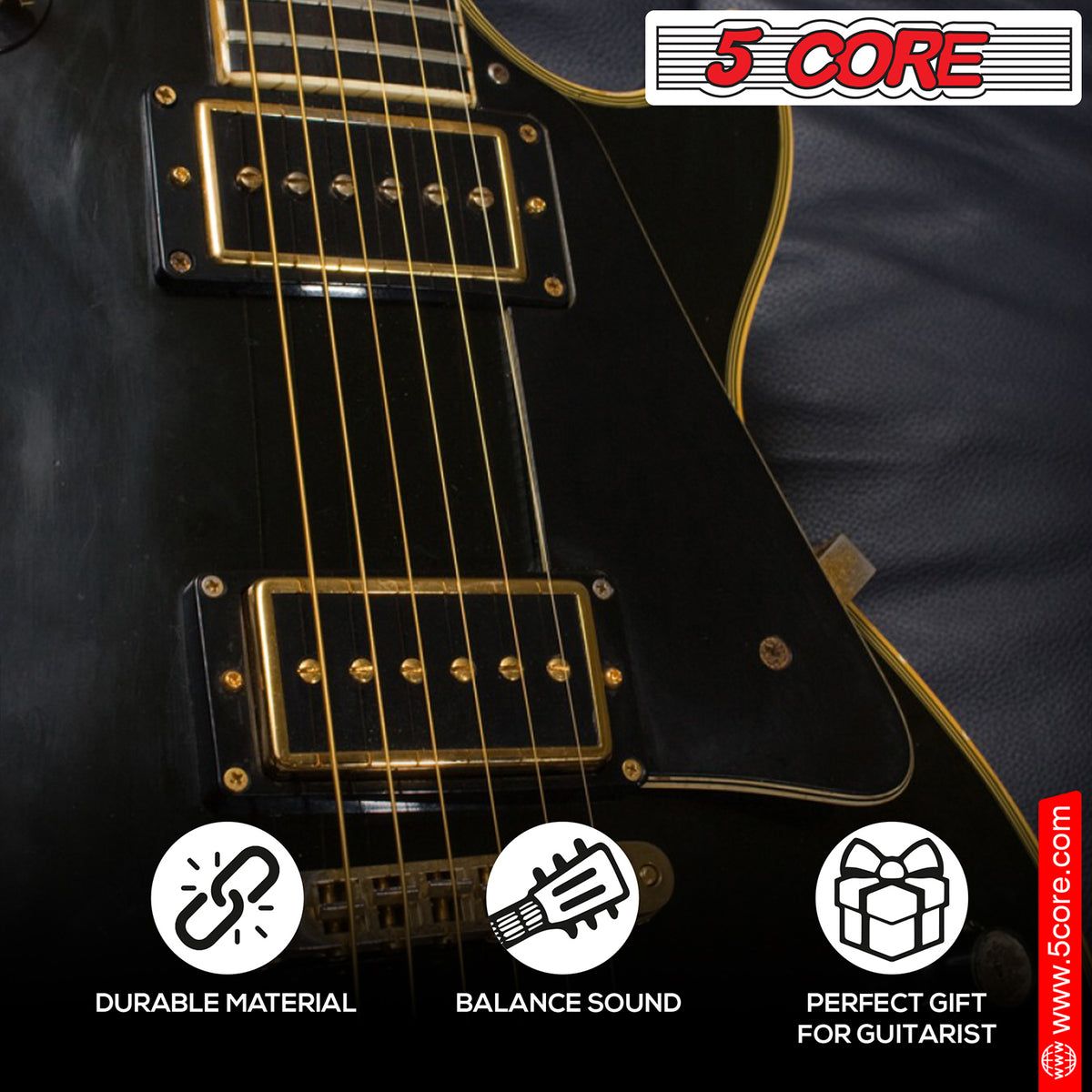 5 Core Brass Acoustic Guitar Strings, Heavy Duty Gauge High-Carbon Steel Core .013-.066 GS AC BRSS HD