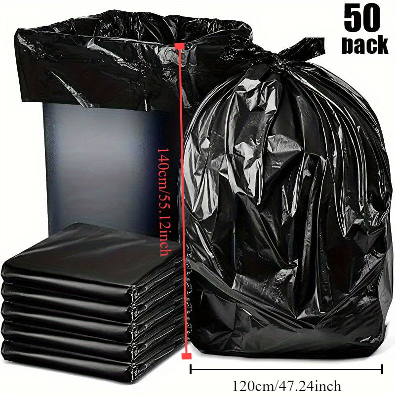 Multiple large heavy-duty tank liners - black plastic garbage bags for lawns, leaves, contractors, yards, and outdoor use