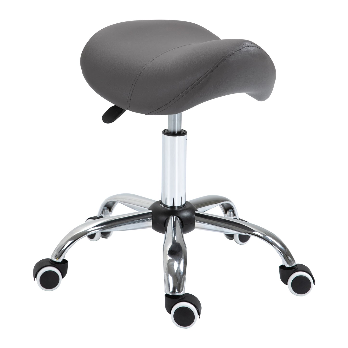 Ergonomic Rolling Saddle Stool PU Leather Hydraulic Spa Stool Height Adjustable Swivel Drafting Medical Salon Chair, Grey